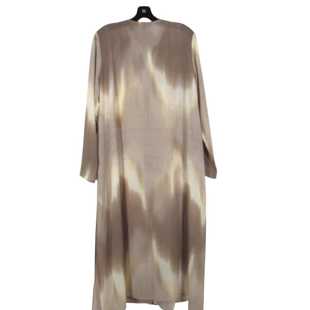 LISA RINNA Beige/Brown OMBRE Button-Down CHIFFON Long TUNIC TOP/KIMONO sz Sz L - Picture 5 of 6